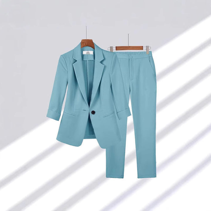 Women's Two-Piece Business Suit Set with Tailored Blazer and Slim Pants Mune Fashion