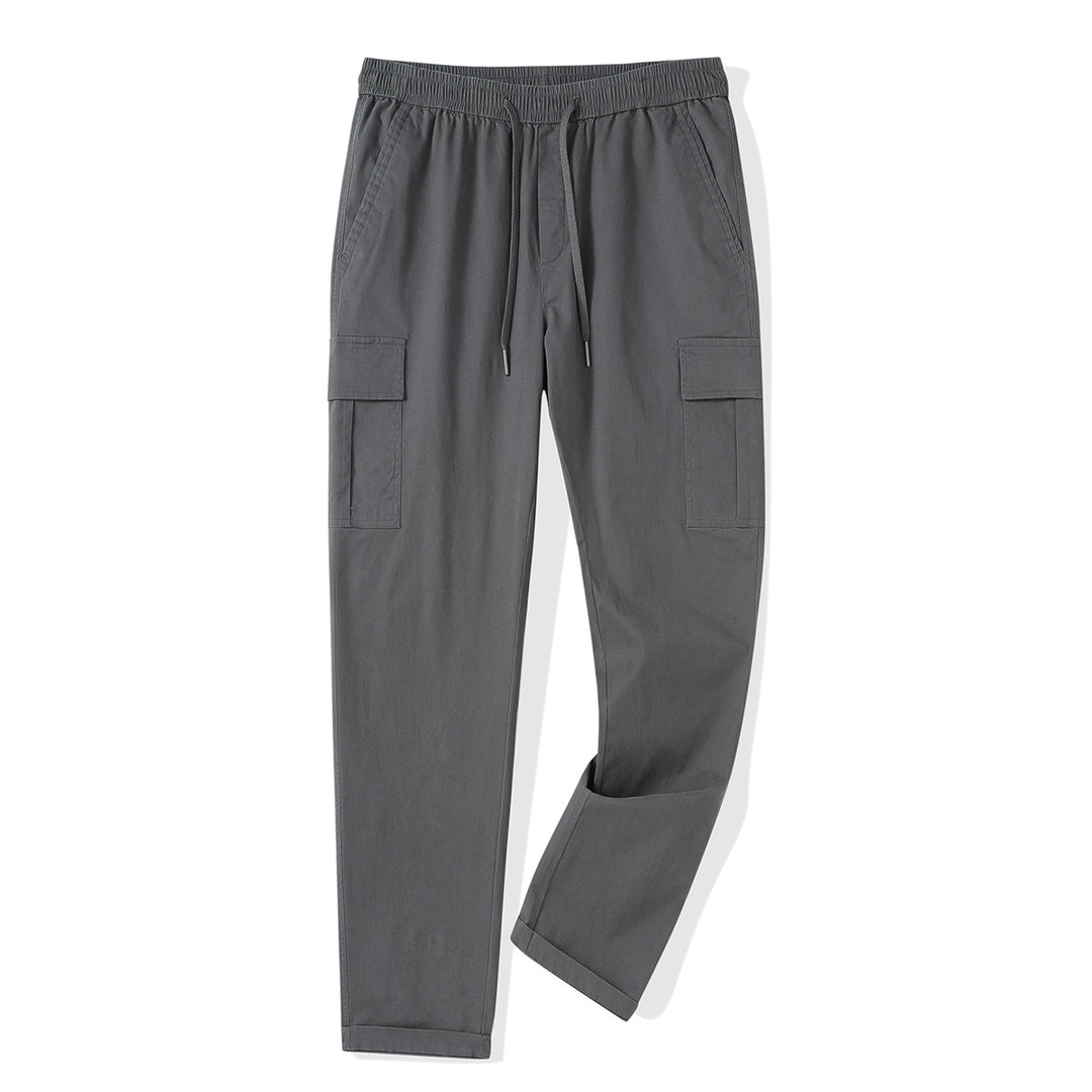 Men's Cargo Jogging Pants with Elastic Waistband, Drawstring, and Flap Pockets Mune Fashion