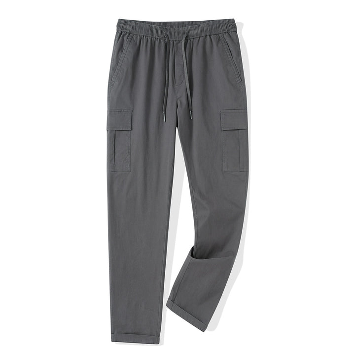 Men's Cargo Jogging Pants with Elastic Waistband, Drawstring, and Flap Pockets Mune Fashion