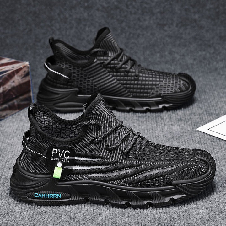 Men's lightweight knitted trail sneakers with sock-like entry and cushioning profile sole Mune Fashion