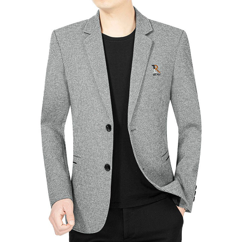 Men's Modern Slim-Fit Blazer in Micro-Structured Fabric with Light Half-Lining Fashion