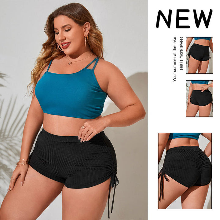 Women's High-Waisted Swim Shorts with Ruching Mune Fashion