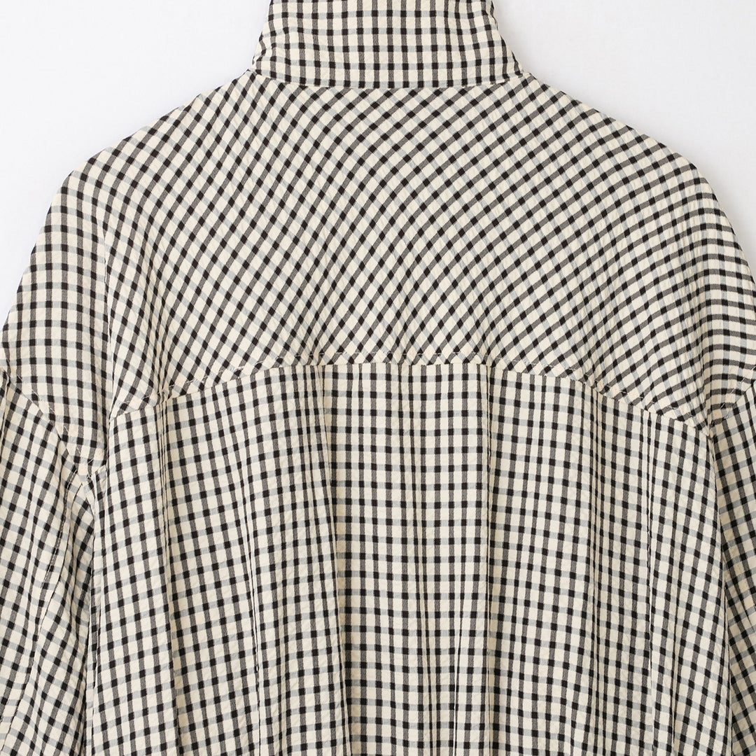 Women's checked overshirt with stand-up collar and boxy cropped silhouette Mune Fashion