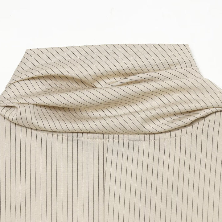 Ladies blouse with necktie collar, fine pinstripe and floral appliqué Mune Fashion