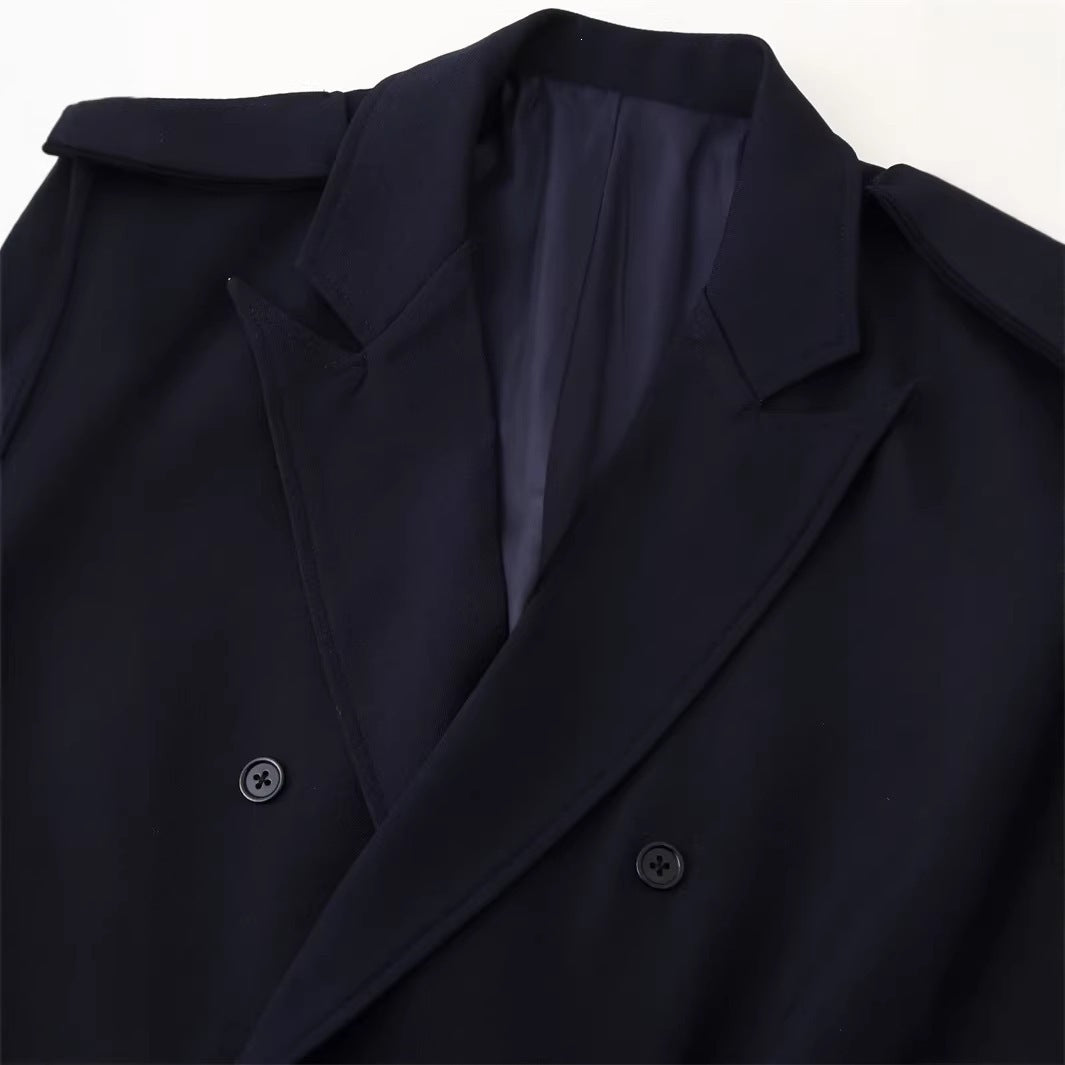 Women Double-breasted Field Blazer with large flap pockets and shoulder epaulets Mune Fashion