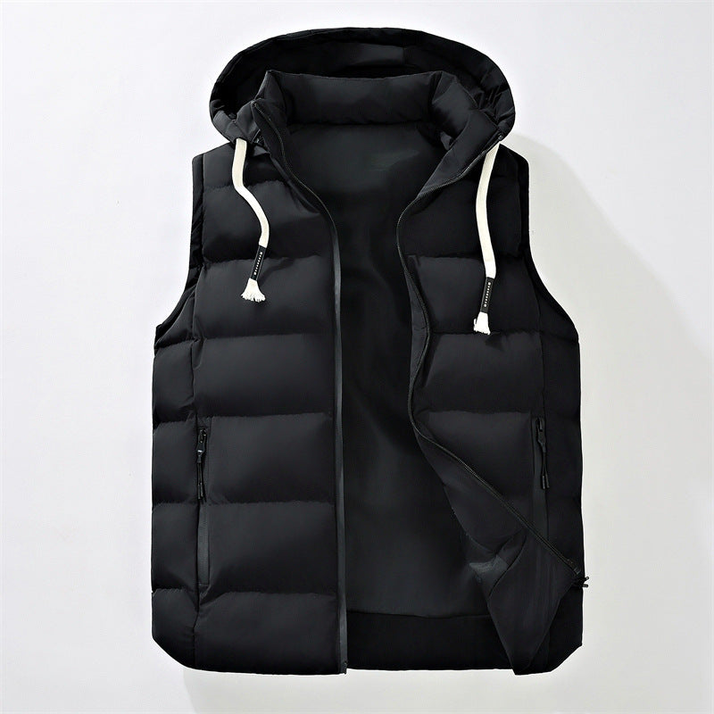 Men's quilted vest with hood, wind-resistant microfiber shell and lightweight thermal insulation Mune Fashion