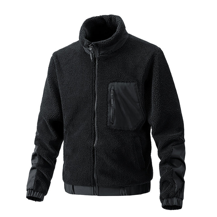 Men's teddy fleece jacket with stand-up collar and reinforced inserts Mune Fashion