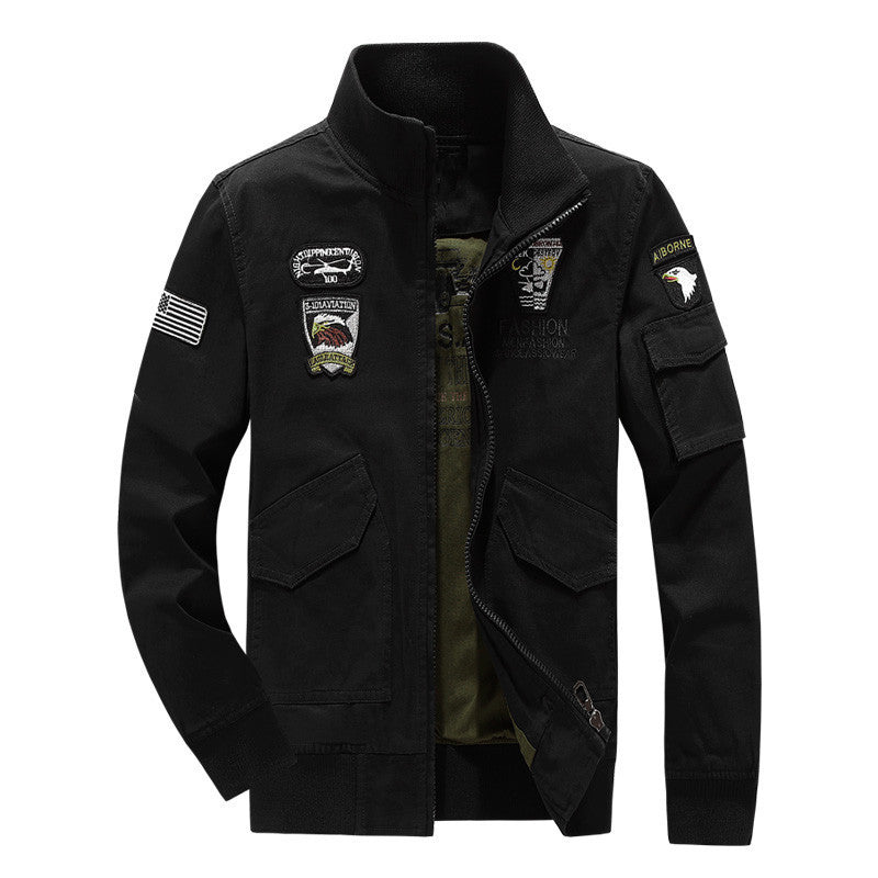 Men's cotton canvas bomber jacket with padded thermal lining and shoulder epaulettes Mune Fashion