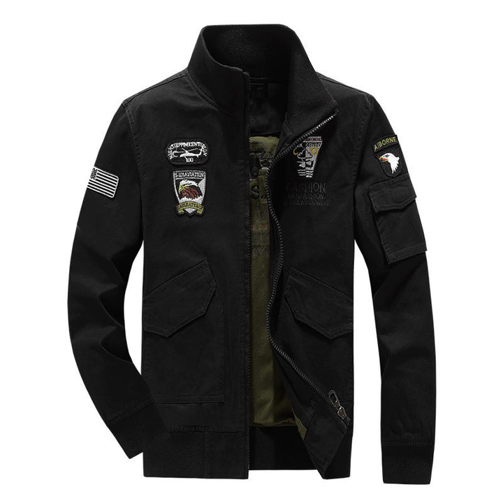 Men's cotton canvas bomber jacket with padded thermal lining and shoulder epaulettes Mune Fashion