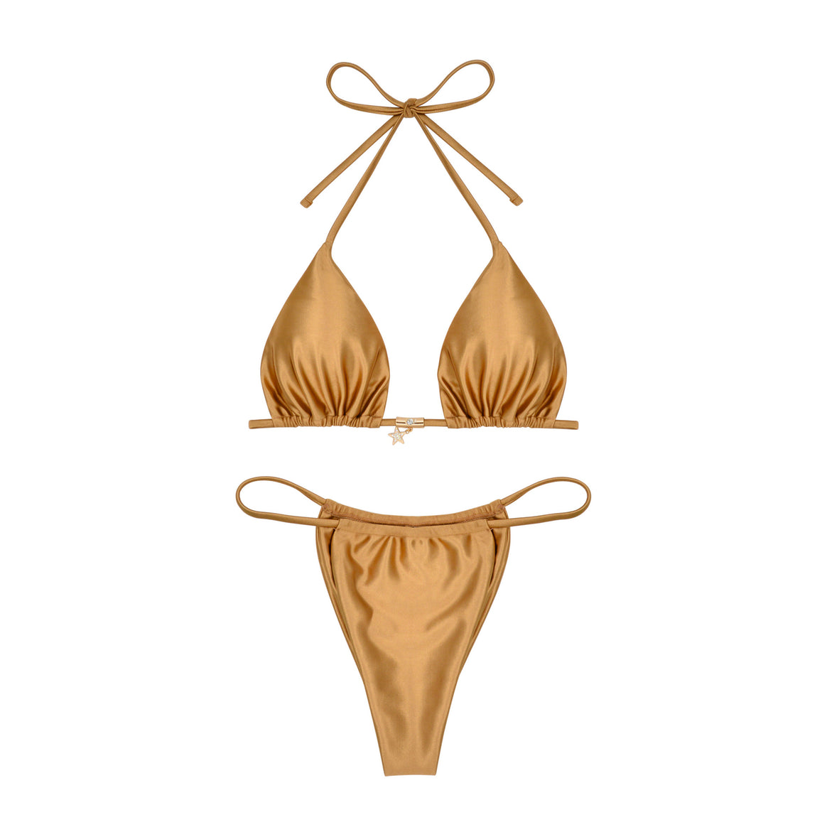 Ladies triangle bikini with sophisticated front view and elegant gold accent Mune Fashion
