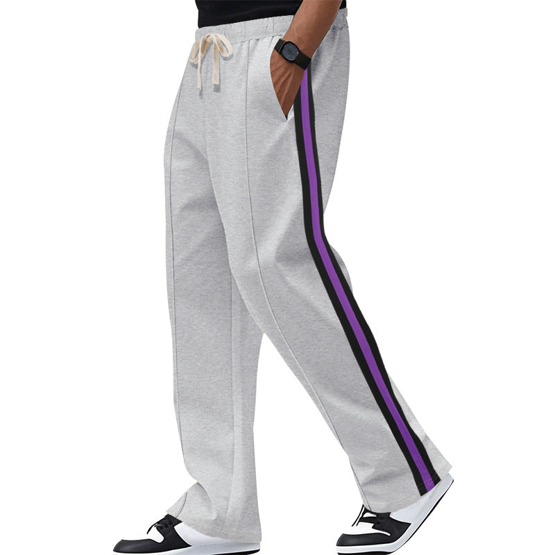 Men's loosely falling casual chinos with side contrast stripe and drawstring waistband Mune Fashion