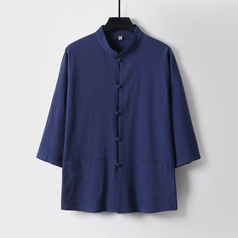 Unisex Locker cut Linen-Cotton Jacket with Stand Collar Mune Fashion