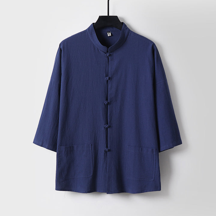 Unisex Locker cut Linen-Cotton Jacket with Stand Collar Mune Fashion