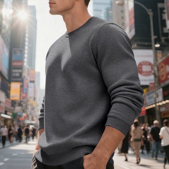 Men's soft crewneck sweatshirt made of cotton blend with ribbed cuffs and relaxed fit Mune Fashion