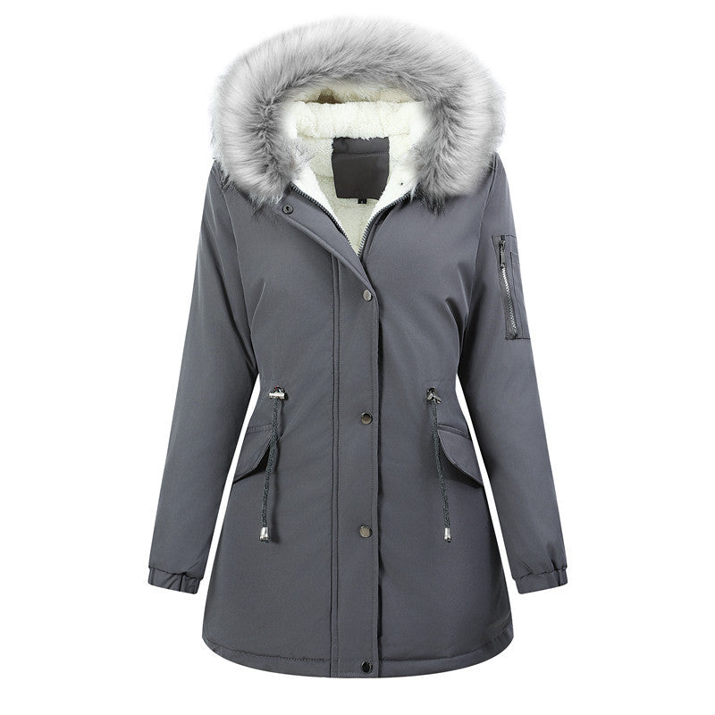 Women’s Thermo Parka with Sherpa Lining, Faux Fur Hood and Tailored Drawstring Mune Fashion