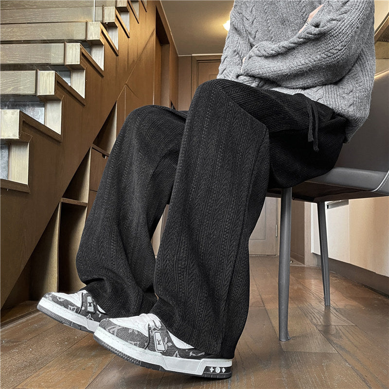 Men's Wide-Cut Knitted Pants in Cable Knit Lounge Style Mune Fashion