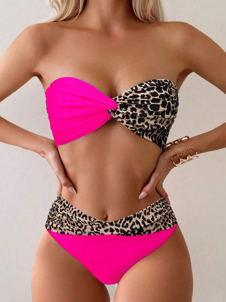 Women's bandeau bikini with stylish leopard print and vibrant design Mune Fashion