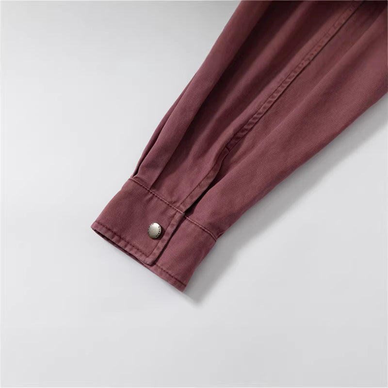 Women's relaxed shirt jacket made of cotton twill with asymmetric breast pocket Mune Fashion