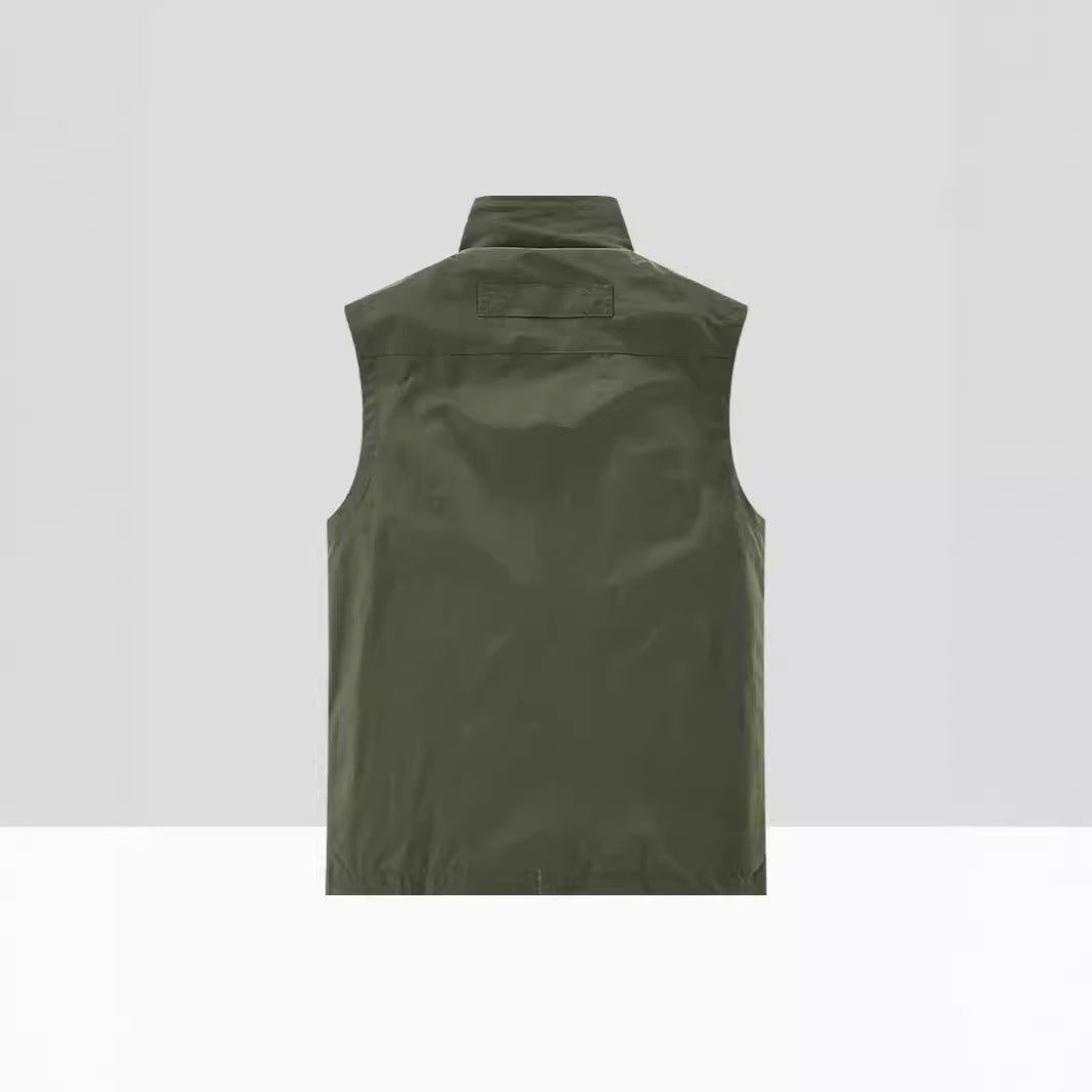 Men's Lightweight Multifunctional Outdoor Utility Vest with Mesh Lining and Multiple Zipper Pockets Mune Fashion