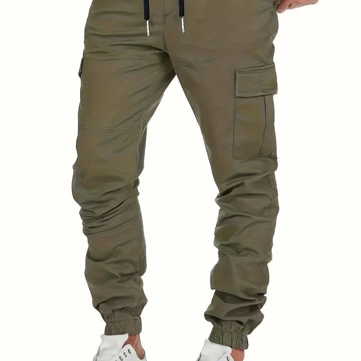 Men's cargo joggers with drawstring, elastic cuffs, and large flap pockets Mune Fashion