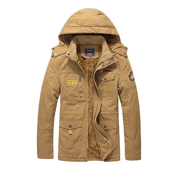 Men's Military-Inspired Canvas Parka with Teddy Lining, Removable Hood and Utility Pockets Mune Fashion