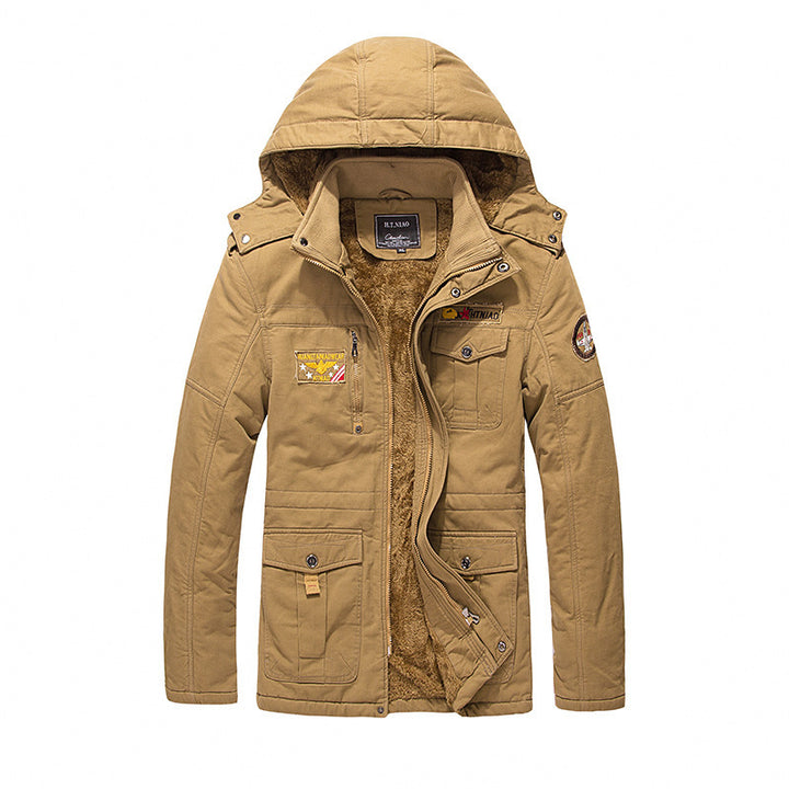 Men's Military-Inspired Canvas Parka with Teddy Lining, Removable Hood and Utility Pockets Mune Fashion