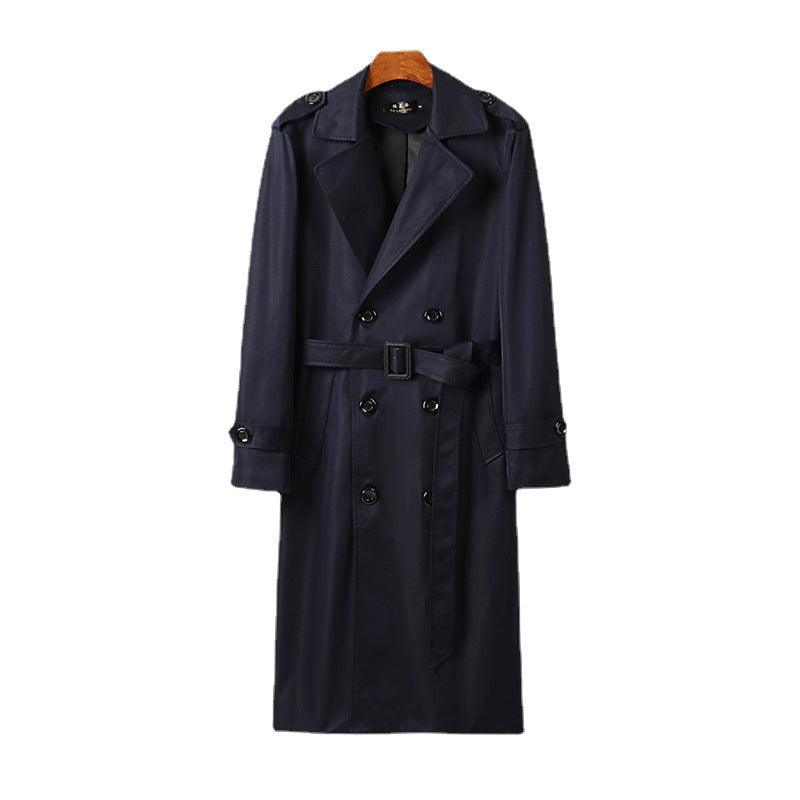 Men's Water-Repellent Double-Breasted Trench Coat with Tie Belt and Epaulettes Mune Fashion