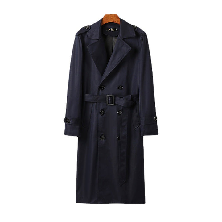 Men's Water-Repellent Double-Breasted Trench Coat with Tie Belt and Epaulettes Mune Fashion