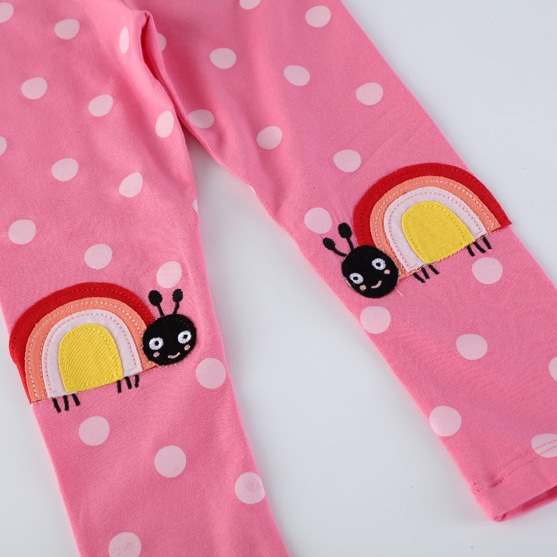 Girls leggings with cheerful snail and polka dot design Mune Fashion