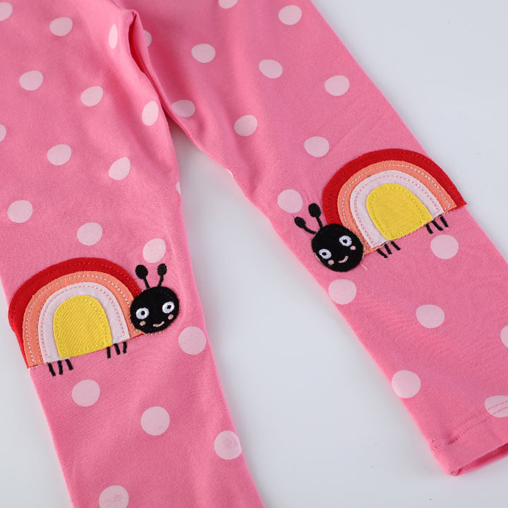 Girls leggings with cheerful snail and polka dot design Mune Fashion