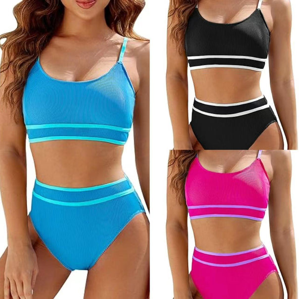 Women High-waisted Bikini Set with Sporty Top Mune Fashion