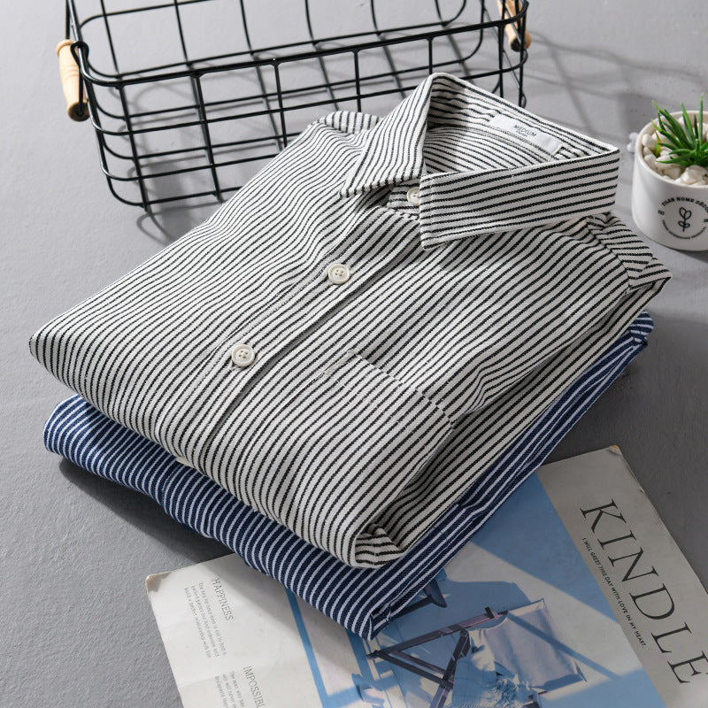 Men's lightweight pinstripe shirt in layering overshirt style with a Kent collar and patched chest pocket Mune Fashion