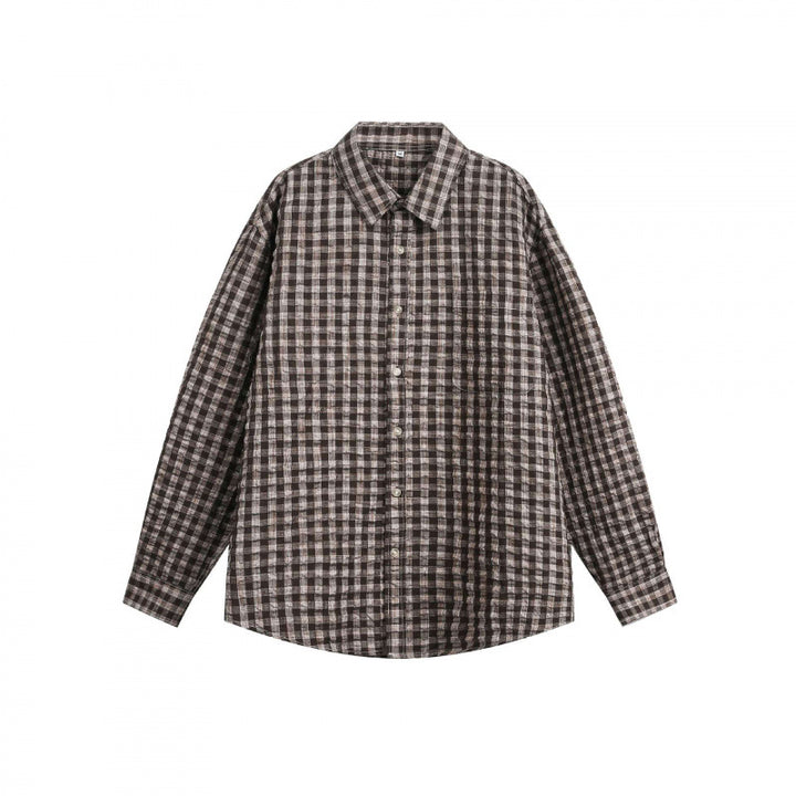 Unisex Oversize Shirt made of brushed flannel with check pattern and rounded hem Mune Fashion