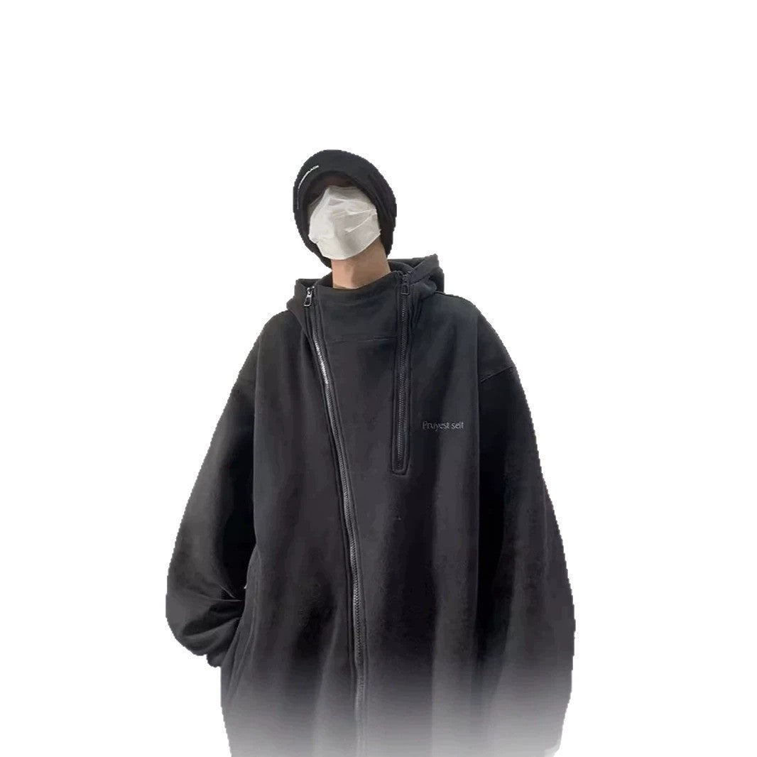 Unisex Oversized Fleece Jacket with High Collar and Zipper Mune Fashion