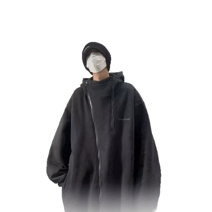 Unisex Oversized Fleece Jacket with High Collar and Zipper Mune Fashion