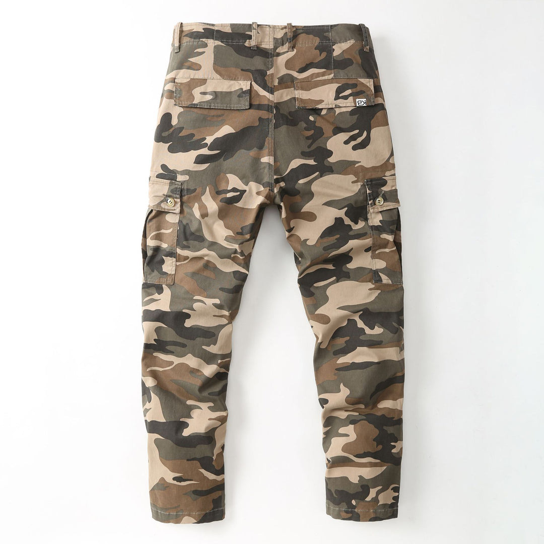 Men's cargo pants with camouflage pattern and multiple utility pockets Mune Fashion