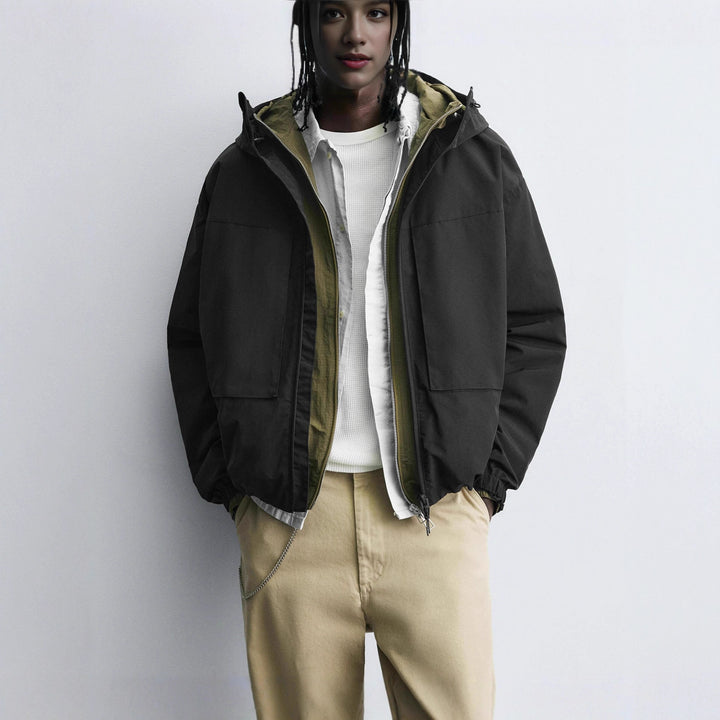 Men's Boxy Hooded Blouson with Padded Lining and Flap Pockets Mune Fashion