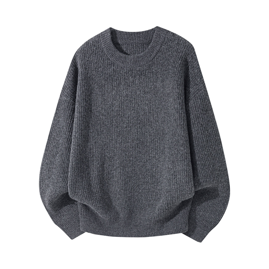Unisex Oversized ribbed round neck sweater with extended back hem Mune Fashion