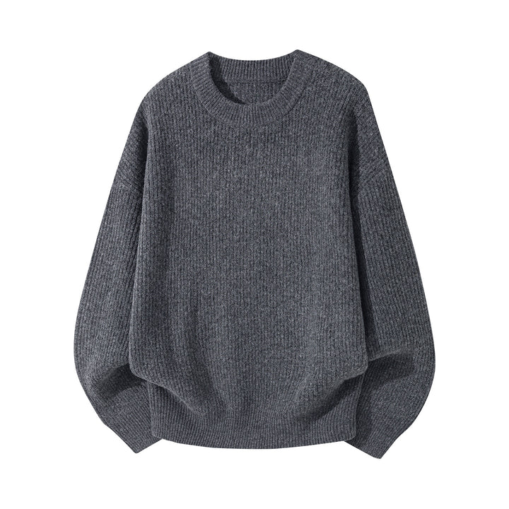 Unisex Oversized ribbed round neck sweater with extended back hem Mune Fashion