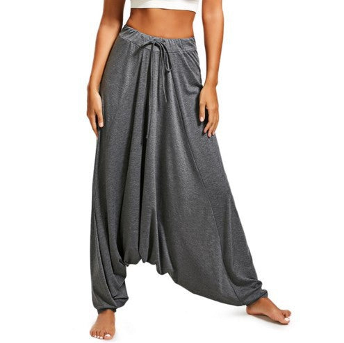 Women wide harem pants made of viscose jersey with elastic waistband and drawstring Mune Fashion