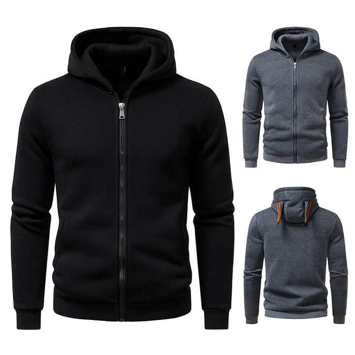 Men's hooded sweat jacket with full zip, fleece lined and slim fit Mune Fashion