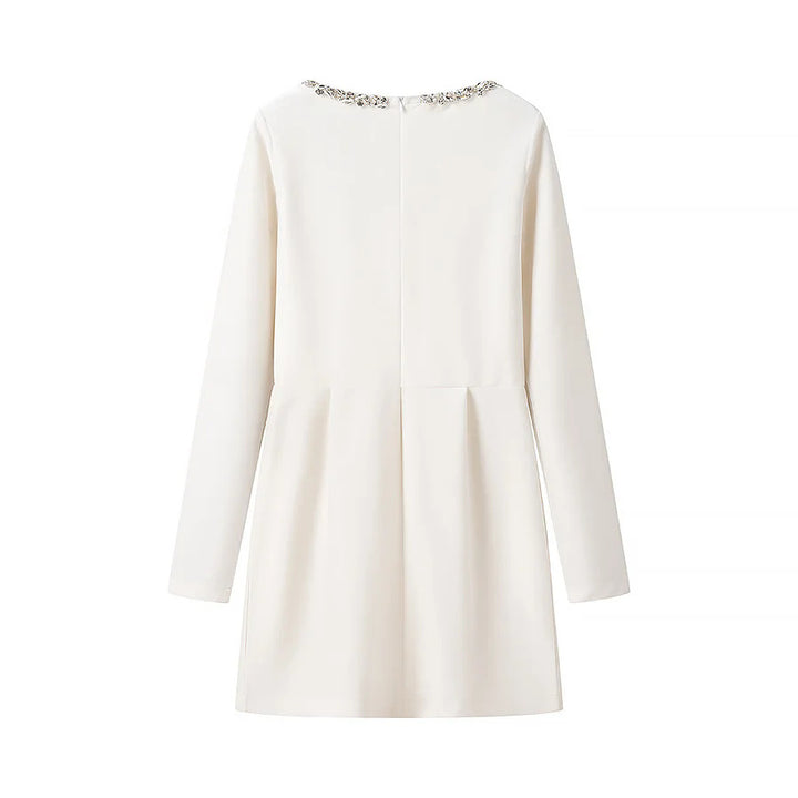 Women's elegant mini dress with square neckline and crystal embellishments Mune Fashion