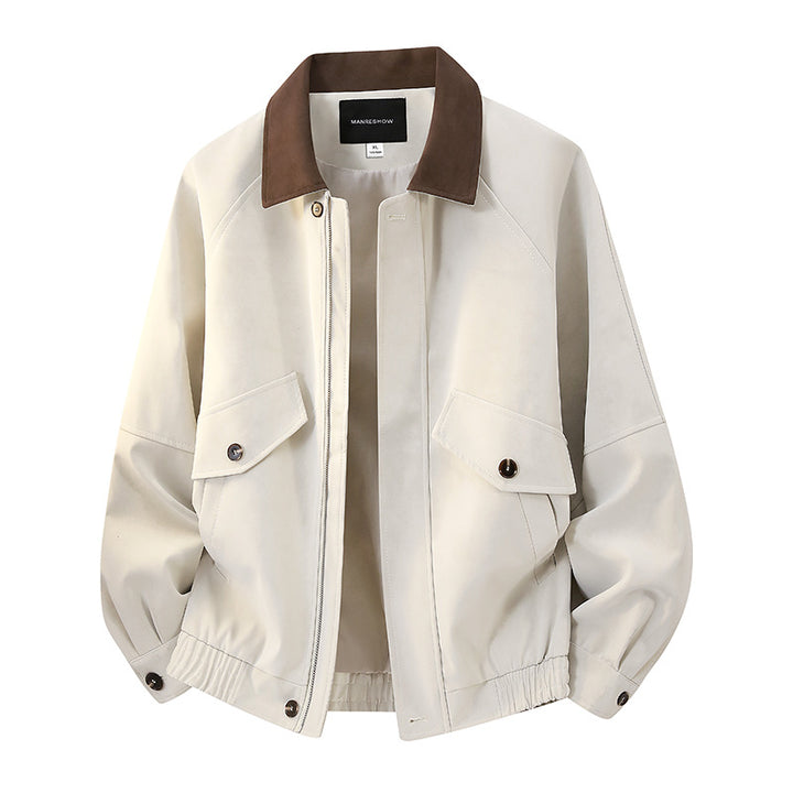 Men's short jacket in vintage worker style made of velor look with flap pockets and elastic hem Mune Fashion