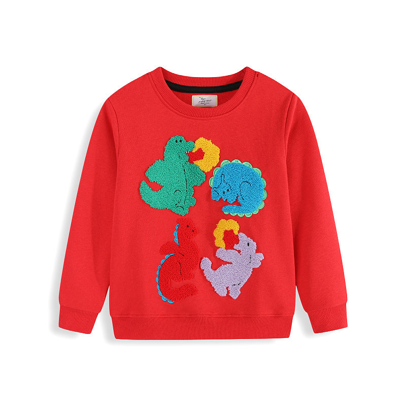 Children's sweatshirt with colorful dinosaur and flower appliqués Mune Fashion