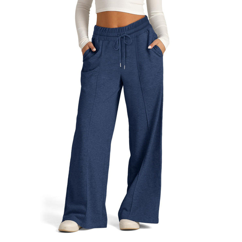 Women's wide sweatpants with high waistband and drawstring Mune Fashion