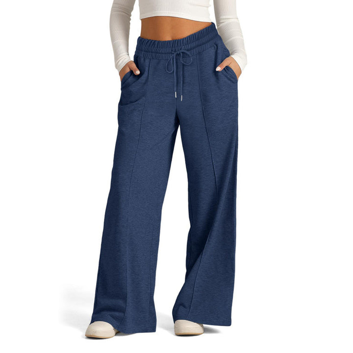 Women's wide sweatpants with high waistband and drawstring Mune Fashion