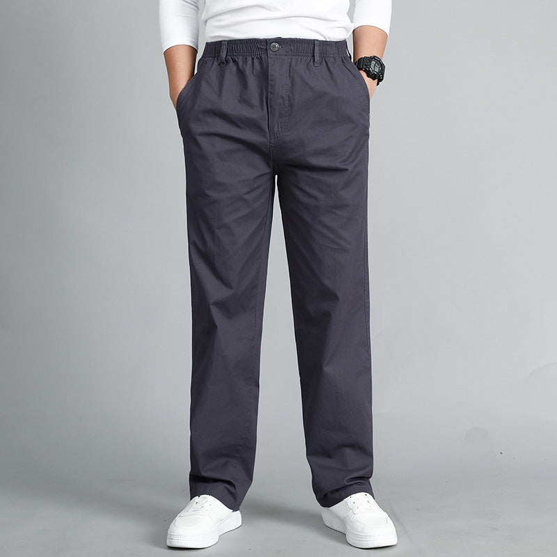 Men's Relaxed Fit Cotton Chino Pants with Elastic Waistband and Side Pockets Mune Fashion