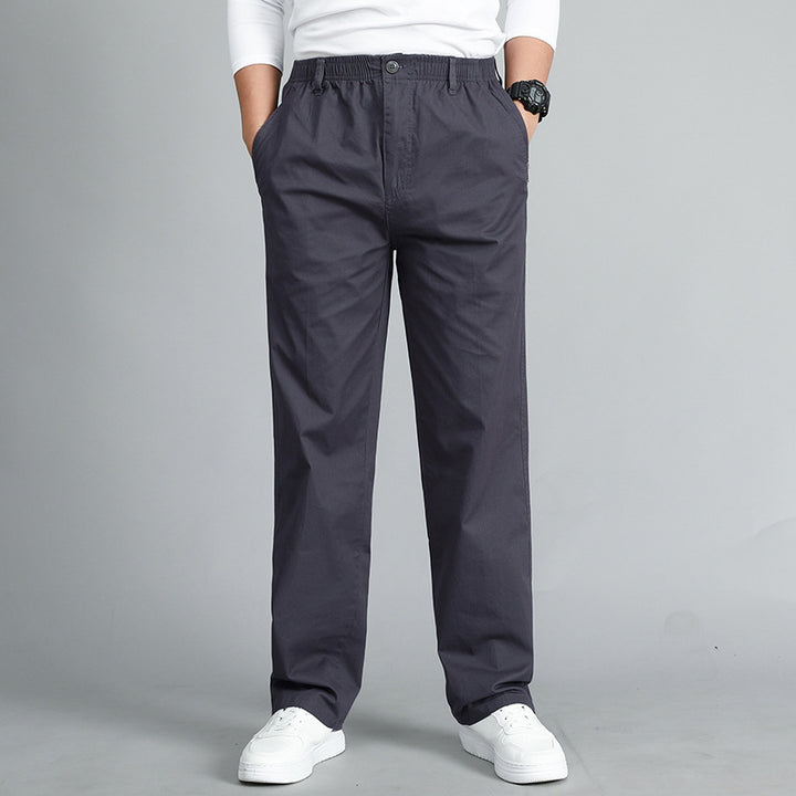 Men's Relaxed Fit Cotton Chino Pants with Elastic Waistband and Side Pockets Mune Fashion