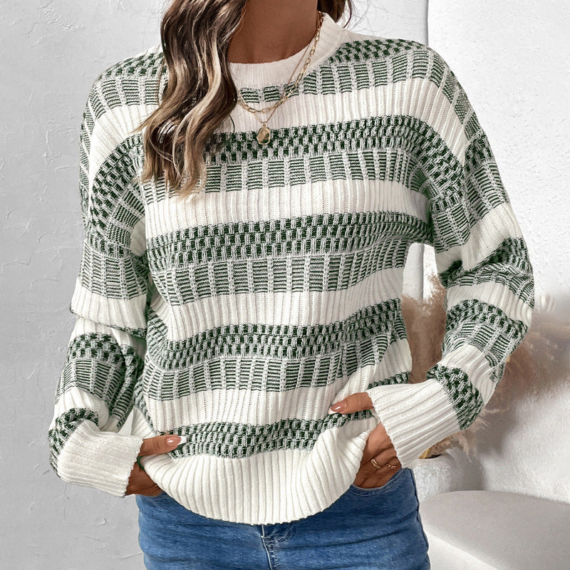 Women's Relaxed-Fit Ribbed Sweater with Drop-Shoulder and Wide Sleeves Mune Fashion