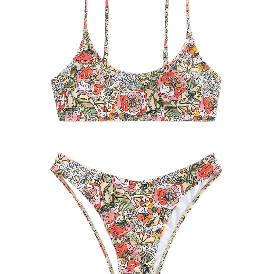 Women's bikini set with floral design and high leg cut Mune Fashion